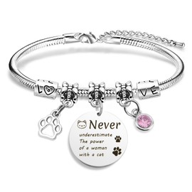 EGHTvmok Cat Gifts for Women,Cat Themed Gifts for Cat Lovers Birthday Presents Cat Mum Related Mothers Day Christmas Crazy Cat Lady Gift for Friend Xmas Cat Mom Valentines Day Bracelet for Womens