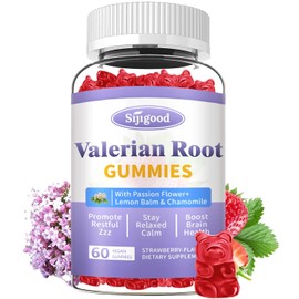 Gomitas de raíz de valeriana orgánicas, suplemento de raíz de valeriana para Zzz, relajación y calma, suplemento de hierbas naturales para hombres y mujeres, sin melatonina, vegano, sin OMG, sabor a