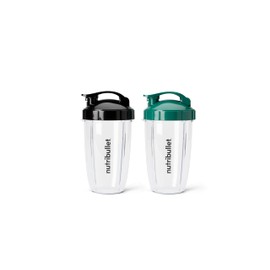 nutribullet® 24 oz To-Go Cups and colored flip-top lids (Black/Green)