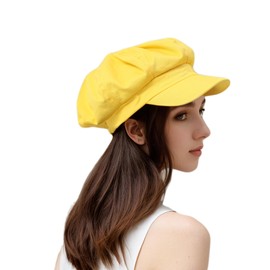 Newsboy Hats for Women -100% Cotton Womens Newsboy Cap Vintage Cabbie Hat - Pageboy Hats for Women Girls Ladies Gift (Cotton, Yellow)