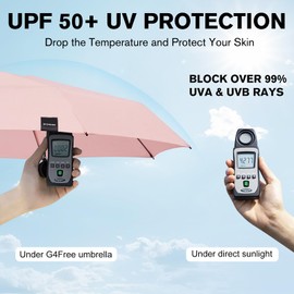 G4Free Compact Travel Umbrella UPF 50+ UV Protection Sun Blocking Mini Umbrellas for Men and Women(Light Pink