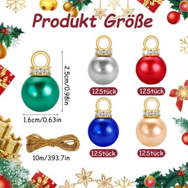 Christmas Tree Baubles, Pack of 60 Decorative Christmas, Mini Christmas Baubles, Colourful Christmas Baubles Plastic with Golden Thread, Hanging Christmas Tree Decoration, Christmas Decoration