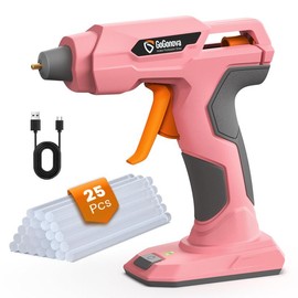 GoGonova Glue Gun, 20s Fast Preheating Anti-drip Cordless Glue Gun, 2Ah USB-C Rechargeable with 25 Pcs Mini Glue Sticks, Smart Power-Off Tool Rubber Portable Handle:_Pink