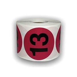 500 Labels 2" Round Number 13 Magenta Inventory Identification Coding Office Product Numbers Stickers