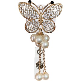 Gold Bling Beautiful Butterfly Rhinestone Badge Reels Retractable Turtle Bee Sunflower Badge Holder ID Badge Reels with Office Staff Nurse Teacher for Alligator Swivel Badge Clip
