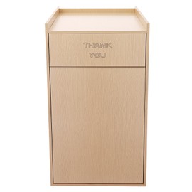 YIPONYT Laminate Wood Commercial, Grade Trash Receptacle with Tray Top, Wooden Trash Can for Self-Service Restaurant Trash Bin Cabinet W/Tray Rack 40Gallon Freestanding (Oak)