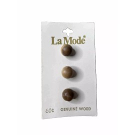 La Mode Small (3/8”) Round Tan Wooden Buttons Set Of 3