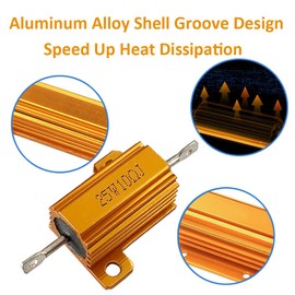 ETOPARS 3 Pcs 25W 15 Ohm 5% Aluminium Casing Wirewound Resistor Load Resistors Tap Resistor Chassis Mounting Wirewound Golden Housing Resistor