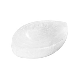 NKlaus Selenite Eyes/Oval Bowl 8.5 x 5.5 x 2.5 cm - Oval Selenite Bowl, Hand Carved for Jewellery, Gemstones and Meditation, Ideal Decoration for Spiritual Spaces and Energy Work 16311