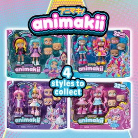 Animakii Fashion Dolls – Customisable Magical Girl + School Girl Style – 5” Fashion Doll with 32 Looks in One – Doll Accessories, Clothes, Shoes & Face Plates (ONLY 1 DOLL SUPPLIED)