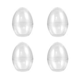 TENDYCOCO Clear Fillable Ornaments Plastic Egg Easter Ornaments Balls Candy Boxes DIY Wedding Decorations Party Decor Transparent 4pcs