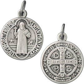 Saint Paul Street Evangelization 100 Quantity Bulk Pack 3/4" St. Benedict Medals, Silver-Plated from Italy, Catholic Medal for Protection from Evil, for Necklace, Burying and Gifts