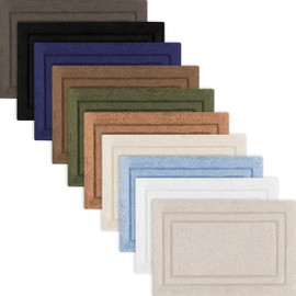 SUPERIOR Non-Slip Cotton Set with Spray Latex Backing Bath Rug, 2-Pieces 20" x 30", 24" x 36", Navy Blue