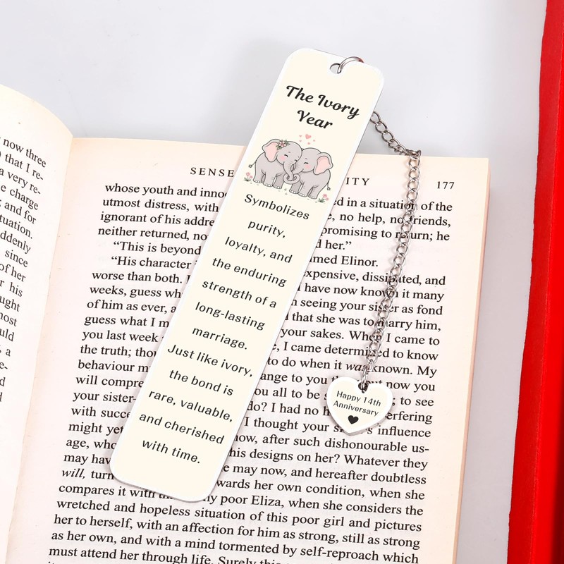 14 Year Anniversary Ivory Gifts for Her Him Bookmarks for
