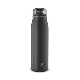 alfi ISO Bottle 500 ml, Black, Insulated Stainless Steel Drinking Bottle, Completely Tight Screw Cap, Keeps Hot for 12 Hours, Cold for 24 Hours, Carbonated Drinking Bottle, BPA-Free