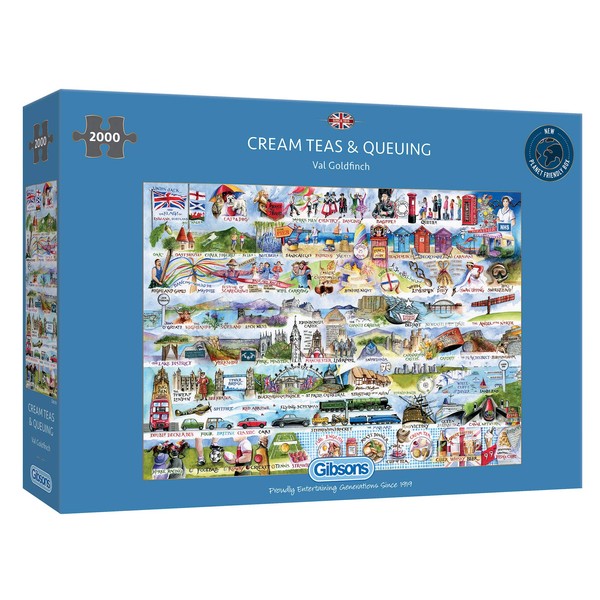 Cream Teas & Queuing 2000 Piece Jigsaw Puzzle | Sustainable Puzzle for Adults | Premium 100% Recycled Board | Great Gift for Adults | Gibsons Games