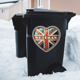Extra Large 460mm 'Union Jack Veteran Heart' Permanent Sticker Decal for Cars/Windows/Bins/Walls (DW00131347)