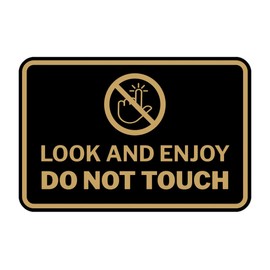 Signs ByLITA Classic Framed Look and Enjoy Do Not Touch Sign (Black Gold) - Medium