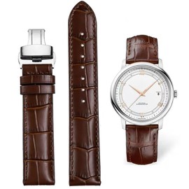 FOUUA Watch Straps Genuine Leather Alligator Embossed Replacement Folding Clasp Bracelets 12 13 14 15 16 17 18 19 20 21 22 24 mm, Purple
