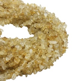 favoramulet 5-8mm Citrine Tumbled Stone Chip Beads for Jewelry Making, Irregular Shaped Healing Crystal Loose Beads Strand, 66" (2 Strands)