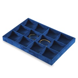 Yinbeini Jewelry Organizer Tray, Velvet Bracelet Display, Premium Jewelry Tray, Luxury Bangle Organizer,Blue Watch Tray