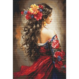 Luca-S Gold Spanish Girl Counted Cross Stitch Kit B702 Counted Cross Stitch Kit for Adults Needlework and Embroidery Kit