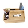 Natural Bamboo Wooden Multi-Function Tissue Box Holder - 4 Compartment