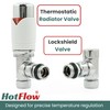 Hot Flow White Marella Modern Thermostatic Radiator Valve Angled TRV.
