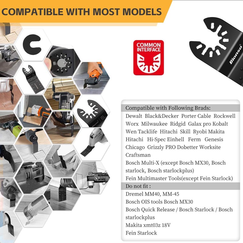 Bionso 20PCS Titanium Oscillating Tool Blade Cuts Metal and Wood,