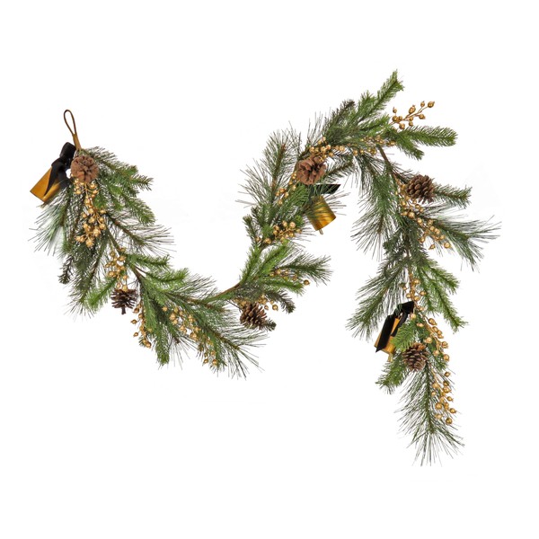 HGTV Home Collection Unlit Artificial Christmas Garland, Mixed Branch Tips, Flexible Vine Base, Unlit, 72 Inches