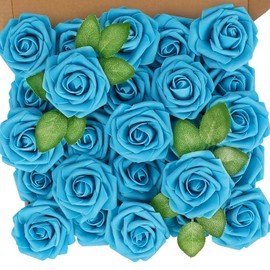 N&T NIETING - Flores artificiales, 25 rosas de flores falsas con tallo, perfectas para hacer tú mismo, ramos de boda, centros de mesa, novia, baby shower, fiesta, hogar, arreglos florales, decoración
