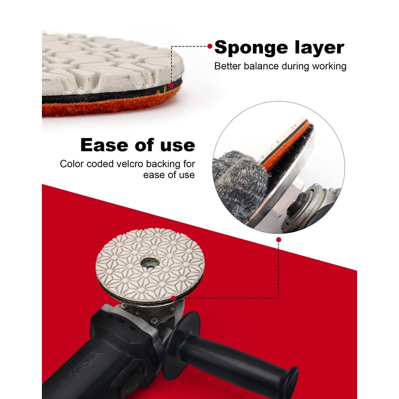 Casaverde 3 Step Diamond Polishing Pads 4 Inch Dry or