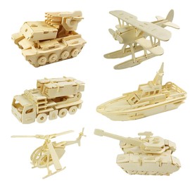 Mikuru 3D Dinosaur Animal Wooden Puzzle, 3D Puzzle Set, Colorless, Crafting Kit, DIY, Kids, Adults, Making Toys, Educational Toys, Model, Interior, Figurine, T-REX Dinosaur (Battle Vehicle Type A)