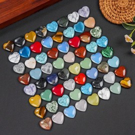 Natural Crystal Heart Healing Stones Gift Set (10 Pcs) - Reiki Chakra Energy Gems, Valentine's Day Gifts for Women, Small Love Heart Gemstone Presents