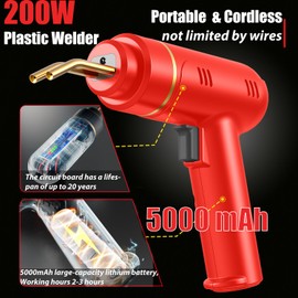 200W Cordless Plastic Welder, Plastic Welding Kit with 1200PCS Hot Stapler, USB Rechargeable Plastic Welder Gun with 5000mAh Battery, Plastic Weld Bumper Repair Kit for Most Plastic Repair