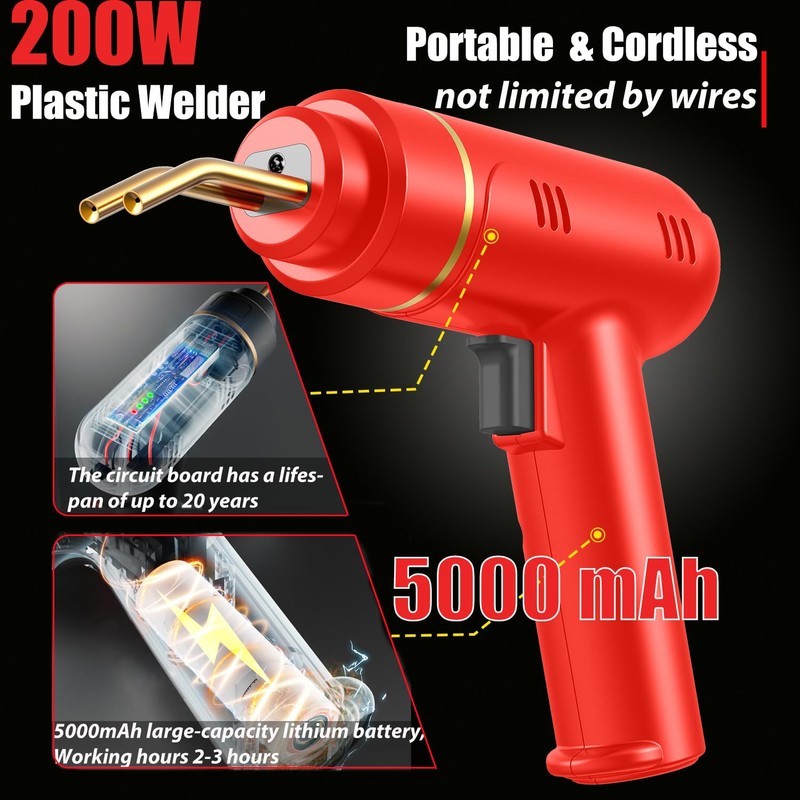 200W Cordless Plastic Welder, Plastic Welding Kit with 1200PCS Hot