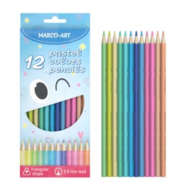 MARCO-ART Macaron Pastel Colors Colored Pencils 12 Count Set in Cardboard Box; Soft Core, Linden Wood; Professional Drawing Supplies for Kids, Adults, Artists; Coloring Oil Pencil for Art, Sketching…
