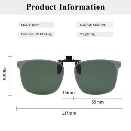 LJCZKA Polarized Clip on Sunglasses Rimless for Mens Womens Polarised Clip-on Sunglasses over Prescription Flip up UV400 Protection