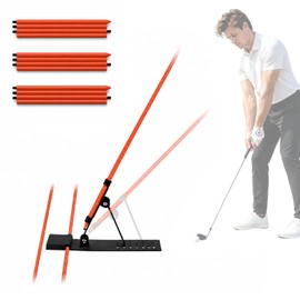 HRUIYL Golf Alignment Sticks Holder – Golf Swing Plane Trainer with 3 Alignment Sticks, Heavy Duty Metal Base Plate, Adjustable Golf Swing Training Aid for Swing Path, Posture & Alignment