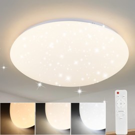 ZMH Ceiling Light LED Ceiling Light Bedroom 37 W Bedroom Lamp Starry Sky Dimmable with Remote Control Diameter 30 cm Kitchen Lamp Ceiling Lighting Round Hallway Lamp for Children's Room Kitchen