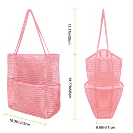 lifwimner Mesh Beach Bag Women's Large Summer Beach Bag Family Foldable Lightweight Swimming Bag with Inner Compartment with Zip for Holiday Travel Pool Swimming, pink