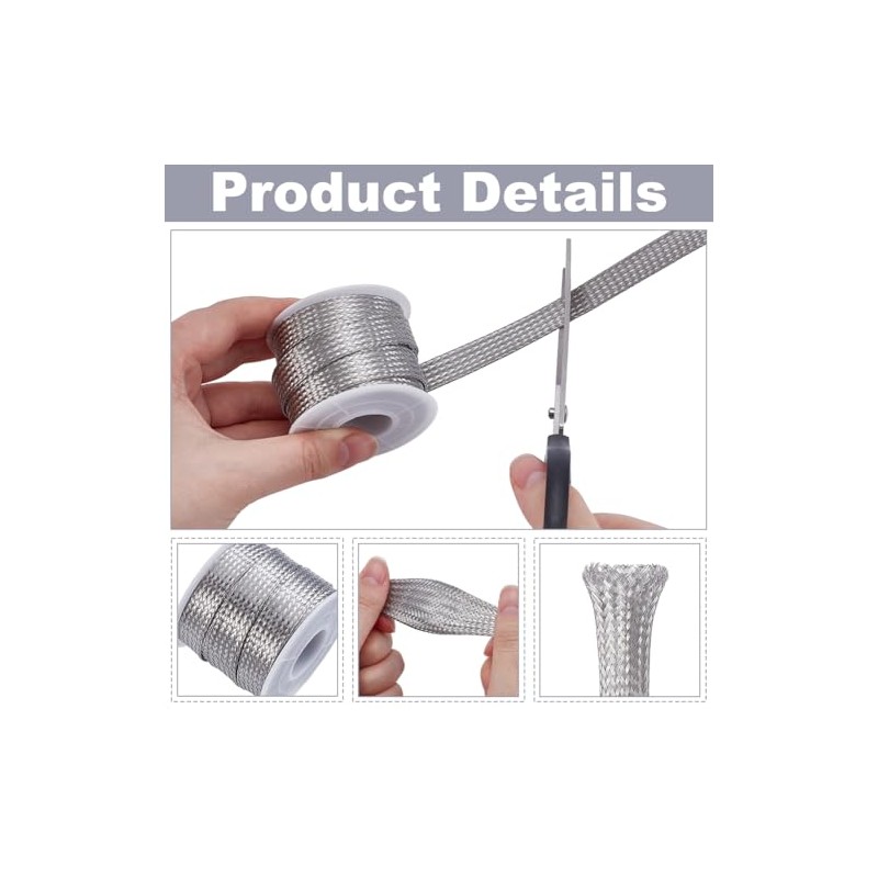 UNICRAFTALE - Funda de cable trenzado extensible de acero inoxidable