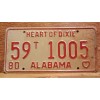 Vintage 1980 ALABAMA License Plate Antique Car Tag