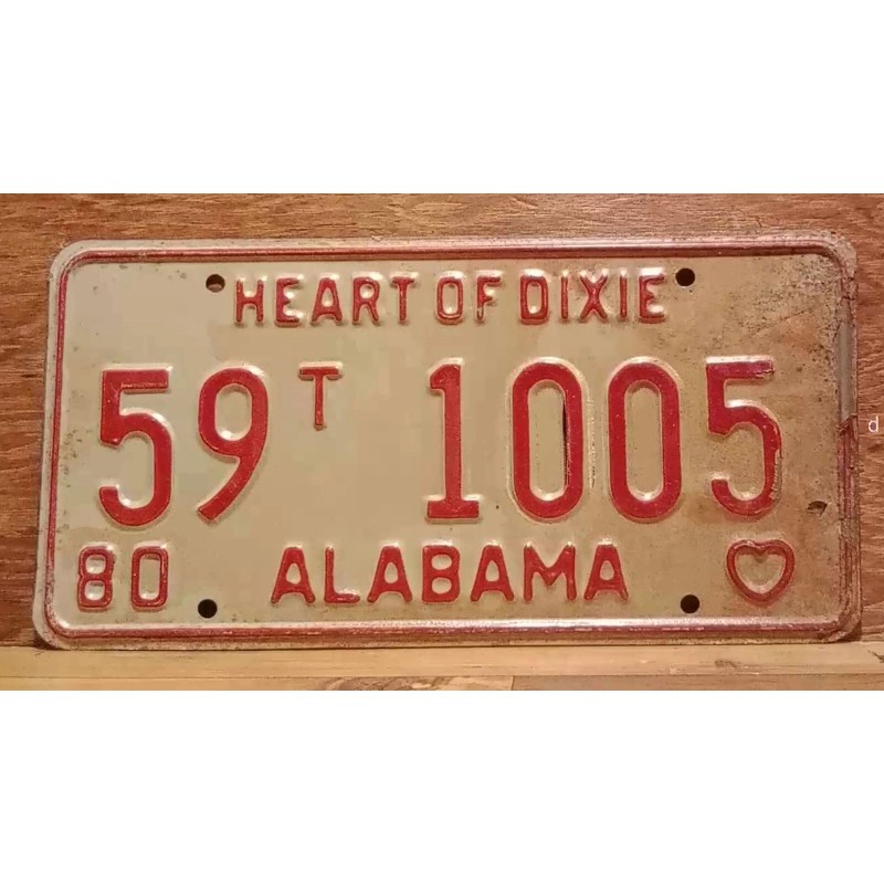 Vintage 1980 ALABAMA License Plate Antique Car Tag