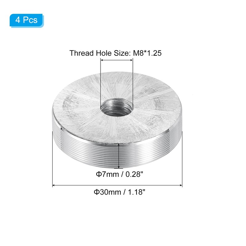 PATIKIL 30mm Round Shape Aluminum Disc, 4 Pack M8 Thread