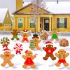 12 Pcs Christmas Yard Sign Gingerbread Man and Candy Lawn
