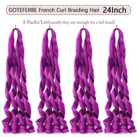 French Curl Braiding Hair Curly Hair Extension 24 Inch 8 Packs