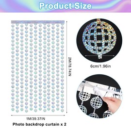 Pack of 2 Disco Party Decorations, 1 x 2 m Silver Disco Ball Foil Curtain, Glitter Curtain, Fringe Curtains Made of Silver Foil Party Curtain for Disco Decoration, Disco Party, Birthday, Photo Wall