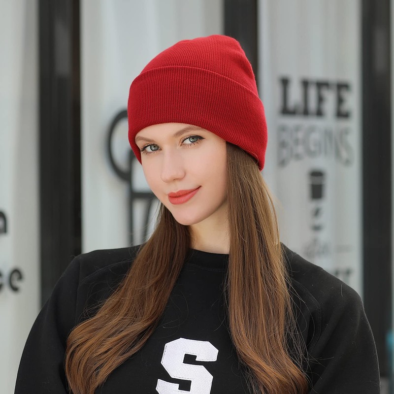 MASADA Women's and Men's Beanie Winter Hat, red