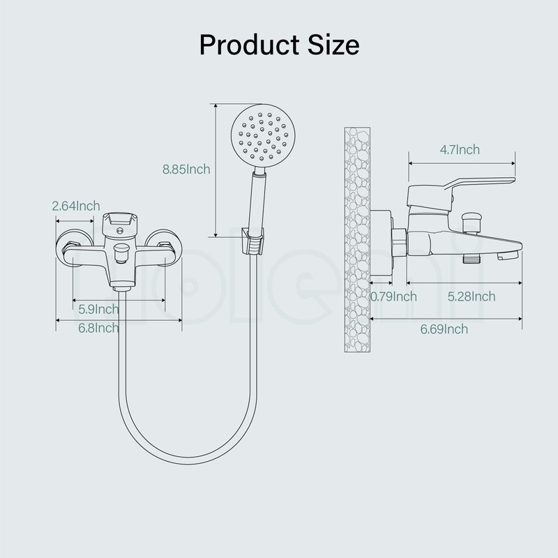 Aolemi Wall Mount Bathtub Faucet with Handheld Sprayer Wall Mounted